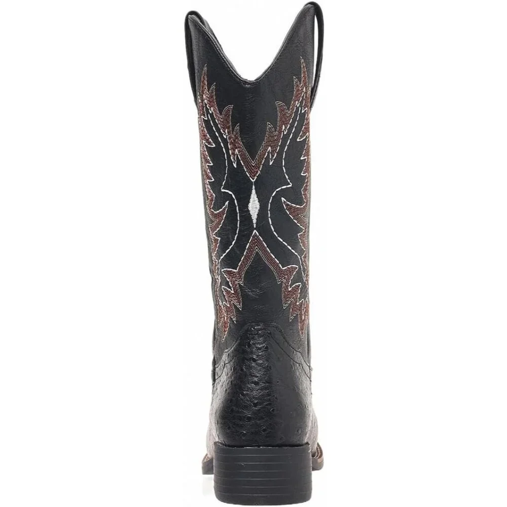 Women Black Western Cowboy Boots for Mid Calf Cowgirl Boot Snip Toe Chunky Heel